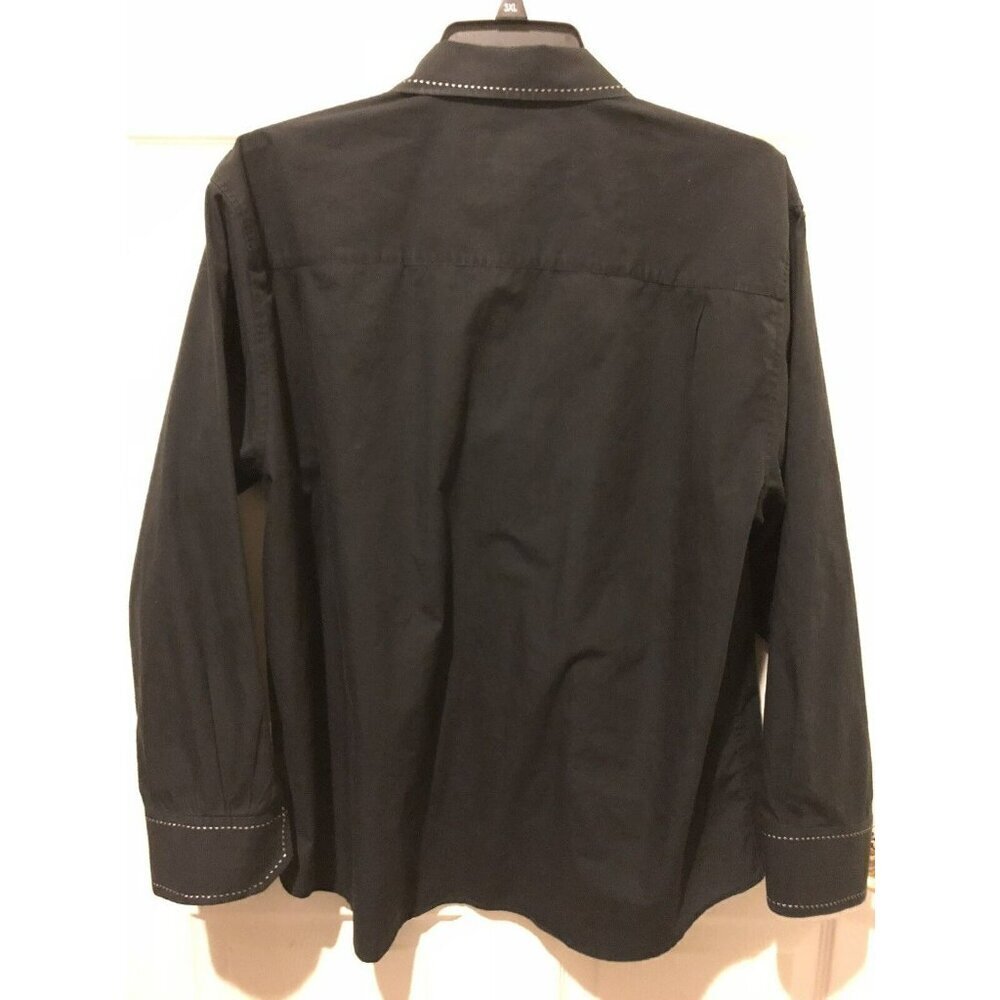 Pronto Uomo Button Down Graphic Shirt Black Size XL X Large 100% Cotton - Picture 8 of 8